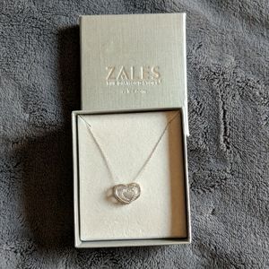Zales Double Heart Diamond 14k White Gold Necklace